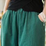 Buddha Stones Casual Plain Color Cotton Ramie Women's Shorts With Pockets Women's Shorts BS 4