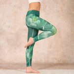 Buddha Stones Dark Green Lotus Flower Leaf Print Gym Fitness Leggings Women's Yoga Pants - image 12