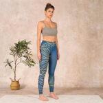 Buddha Stones Gray Golden Koi Fish Lotus Print Gym Leggings Women's Yoga Pants - image 10