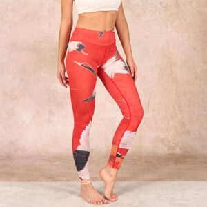 Buddha Stones Crane Print Lycra Fabric Fitness Leggings Women's Yoga Pants - Crimson - US18，UK/AU22，EU50 (4XL) - image 1