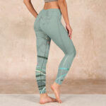 Buddha Stones White Pink Orchids Leaves Print Gym Leggings Women's Yoga Pants - image 3