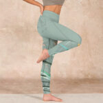 Buddha Stones White Pink Orchids Leaves Print Gym Leggings Women's Yoga Pants - image 16