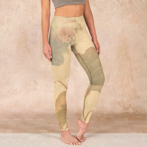 Buddha Stones Lotus Flowers Leaves Print Gym Leggings Women's Yoga Pants - PaleGoldenrod - US18，UK/AU22，EU50 (4XL) - image 1