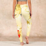 Buddha Stones Light Yellow Peony Flowers Birds Print Sports Leggings Women's Yoga Pants - image 15
