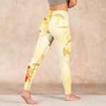 Buddha Stones Light Yellow Peony Flowers Birds Print Sports Leggings Women's Yoga Pants - image 5