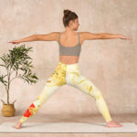 Buddha Stones Light Yellow Peony Flowers Birds Print Sports Leggings Women's Yoga Pants - image 11