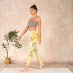 Buddha Stones Light Yellow Peony Flowers Birds Print Sports Leggings Women's Yoga Pants - image 13