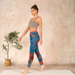 Buddha Stones Blue Red Flowers Birds Print Gym Leggings Women's Yoga Pants - image 14