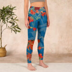 Buddha Stones Blue Red Flowers Birds Print Gym Leggings Women's Yoga Pants - image 4