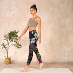 Buddha Stones Black Colorful Flowers Print Gym Leggings Women's Yoga Pants - image 13