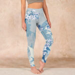 Buddha Stones White Blue Flowers Print Gym Leggings Women's Yoga Pants - LightBlue - US18，UK/AU22，EU50 (4XL) - image 1