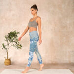 Buddha Stones White Blue Flowers Print Gym Leggings Women's Yoga Pants - image 13