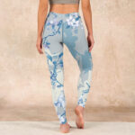 Buddha Stones White Blue Flowers Print Gym Leggings Women's Yoga Pants - image 15