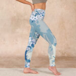Buddha Stones White Blue Flowers Print Gym Leggings Women's Yoga Pants - image 17