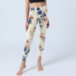Buddha Stones Red Blue Rose Leaf Print Gym Leggings Women's Yoga Pants - image 6