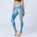 Buddha Stones Blue Abstract Oil Paint Water Pattern Print Gym Leggings Women's Yoga Pants - DeepSkyBlue - US18，UK/AU22，EU50 (4XL) - image 1