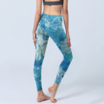 Buddha Stones Blue Abstract Oil Paint Water Pattern Print Gym Leggings Women's Yoga Pants - image 5
