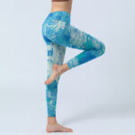 Buddha Stones Blue Abstract Oil Paint Water Pattern Print Gym Leggings Women's Yoga Pants - image 4