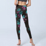 Buddha Stones Black Rose Leaves Pattern Print Gym Leggings Women's Yoga Pants - image 7