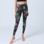 Buddha Stones Black Rose Leaves Pattern Print Gym Leggings Women's Yoga Pants - image 6