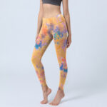 Buddha Stones Bright Yellow Abstract Watercolor Pattern Print Gym Leggings Women's Yoga Pants - SandyBrown - US18，UK/AU22，EU50 (4XL) - image 1