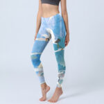 Buddha Stones Mountain Auspicious Cloud Red-crowned Crane Pattern Print Gym Leggings Women's Yoga Pants - SkyBlue - US18，UK/AU22，EU50 (4XL) - image 1