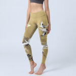 Buddha Stones Trees Cloud Red-crowned Crane Pattern Print Gym Leggings Women's Yoga Pants - DarkKhaki - US18，UK/AU22，EU50 (4XL) - image 1