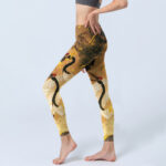 Buddha Stones Rock Pine Tree Red-crowned Crane Pattern Print Gym Leggings Women's Yoga Pants - image 3