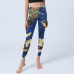 Buddha Stones Mountain Temple Red Crowned Crane Pattern Print Gym Leggings Women's Yoga Pants - image 6