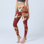 Buddha Stones Red Crowned Crane Cloud Pattern Print Gym Leggings Women's Yoga Pants - FireBrick - US18，UK/AU22，EU50 (4XL) - image 1