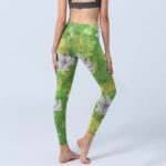 Buddha Stones Yellow-green Gray Flowers Print Sports Fitness Leggings Women's Yoga Pants - image 5