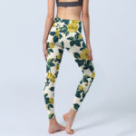 Buddha Stones Yellow Flowers Green Leaves Print Gym Fitness Leggings Women's Yoga Pants - image 5
