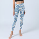 Buddha Stones Pale Blue Flowers Leaves Print Sports Fitness Leggings Women's Yoga Pants - image 6