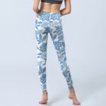 Buddha Stones Pale Blue Flowers Leaves Print Sports Fitness Leggings Women's Yoga Pants - image 7