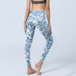 Buddha Stones Pale Blue Flowers Leaves Print Sports Fitness Leggings Women's Yoga Pants - image 5