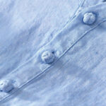 Buddha Stones Daily Solid Color Stand Collar Half Sleeve Linen Half Button Men's Shirt - image 16
