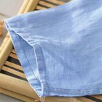 Buddha Stones Daily Solid Color Stand Collar Half Sleeve Linen Half Button Men's Shirt - image 17