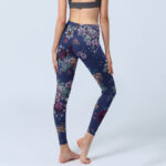 Buddha Stones Red Rose Peony Chrysanthemum Print Gym Leggings Women's Yoga Pants - image 4