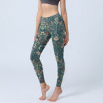 Buddha Stones Green Stitching Flowers Vines Pattern Print Gym Leggings Women's Yoga Pants - Teal - US18，UK/AU22，EU50 (4XL) - image 1