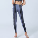 Buddha Stones Blue Stitching Sanskrit Word Om Lotus Pattern Print Gym Leggings Women's Yoga Pants - image 7