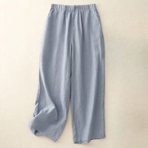 Buddha Stones Wild Plain Cotton Linen Women's Wide Leg Pants With Pockets