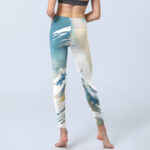 Buddha Stones Blue White Beige Wave Graffiti Print Sports Fitness Leggings Women's Yoga Pants - image 7