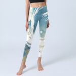 Buddha Stones Blue White Beige Wave Graffiti Print Sports Fitness Leggings Women's Yoga Pants - image 6
