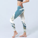 Buddha Stones Blue White Beige Wave Graffiti Print Sports Fitness Leggings Women's Yoga Pants - image 3