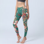 Buddha Stones Green Pink Flowers Print Gym Fitness Leggings Women's Yoga Pants - MediumAquamarine - US18，UK/AU22，EU50 (4XL) - image 1