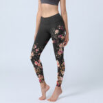 Buddha Stones Pink Roses Beige Flowers Print Gym Fitness Leggings Women's Yoga Pants - Black - US18，UK/AU22，EU50 (4XL) - image 1