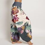 Buddha Stones Tulips Green Leaves Design Women's Elastic Waist Harem Pants - image 10