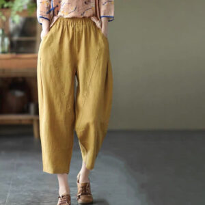 Buddha Stones Summer Casual Splicing Plain Design Women's Harem Pants With Pockets