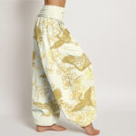 Buddha Stones Crane Flower Pattern Women's Elastic Waist Harem Pants - image 10