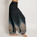 Buddha Stones Ethnic Peacock Floral Pattern Women's Elastic Waist Harem Pants - image 10
